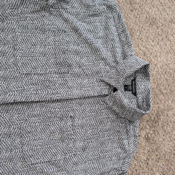 Athleta Braiden Textured Shirt Jacket Black White Shacket Women's Large EUC - Picture 2 of 9